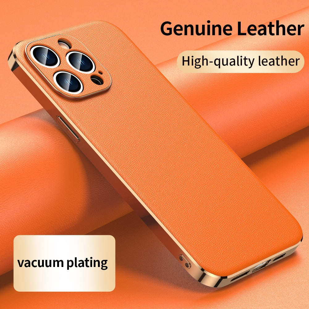 Genuine Cowhide Leather Phone Case for iPhone