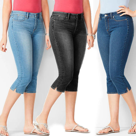 Fashion Women'S Denim Leggings Butt Lifting Slim Elastic Trousers Summer Breeches Cropped Pants Capripants Women Bottoms 2023