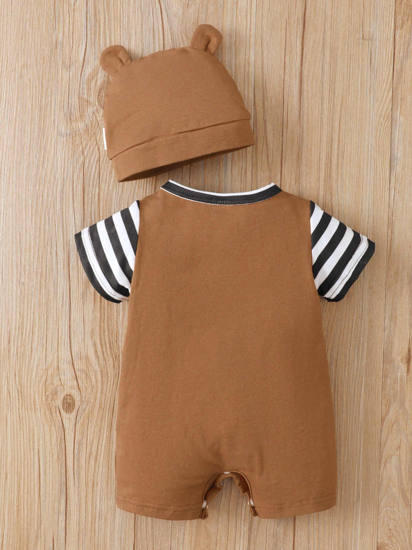 Newborn Baby Boy Clothes Infant Cute Bears Romper Retro Short Sleeves Print Bodysuit 2Pcs Toddler Baby Boy Jumpsuit Summer Plays