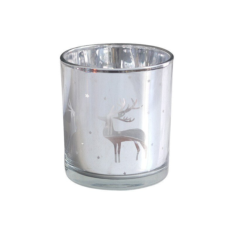 8X8CM Christmas Elk Candlestick Candle Holder Glass Empty Cup Candlestick Factory Direct