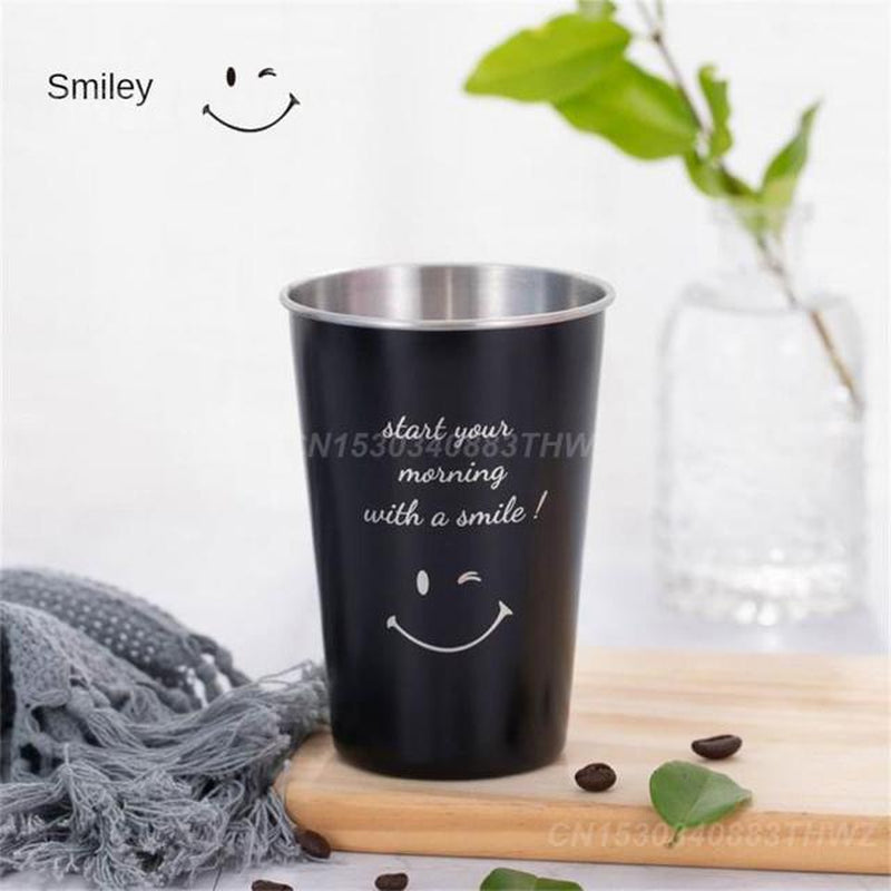 Mouthwash Cup High Capacity Bar Supplies Black Black Beer Mug Creative Letters Stainless Steel Cup Stainless Steel Resistant