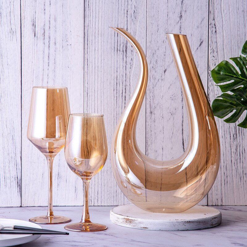 Electroplated Crystal Wine Glass Gold Sample Room Goblet Amber Glass Wine Glass Decanter Color Cup