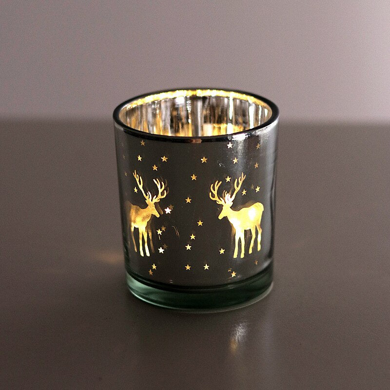 8X8CM Christmas Elk Candlestick Candle Holder Glass Empty Cup Candlestick Factory Direct