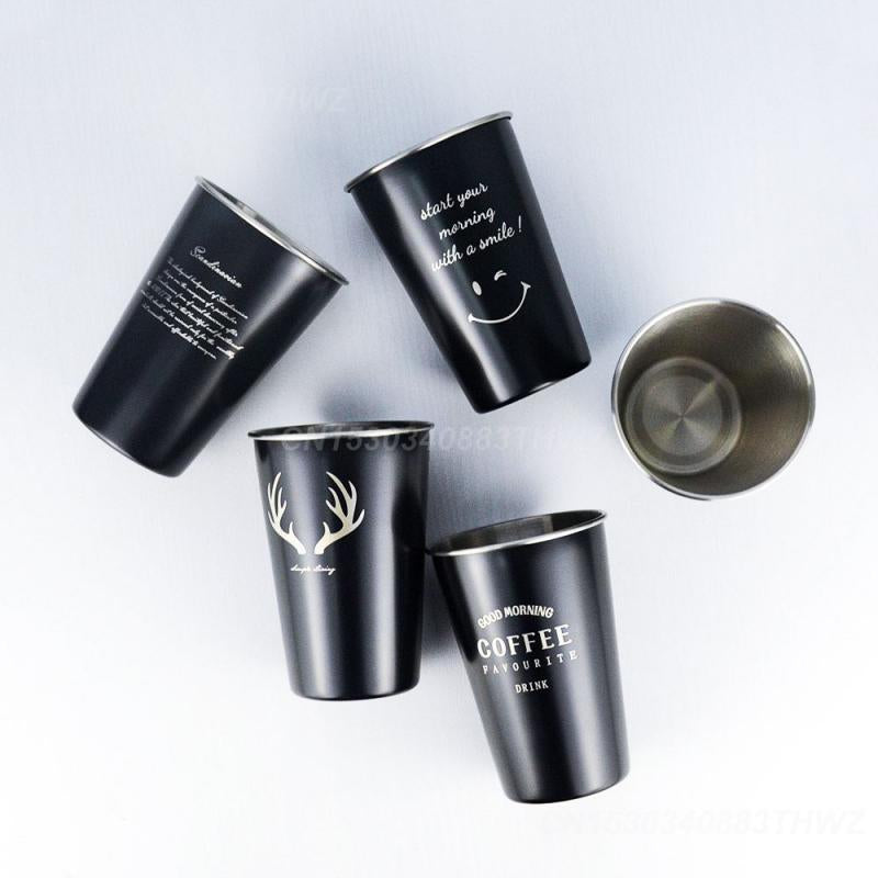 Mouthwash Cup High Capacity Bar Supplies Black Black Beer Mug Creative Letters Stainless Steel Cup Stainless Steel Resistant